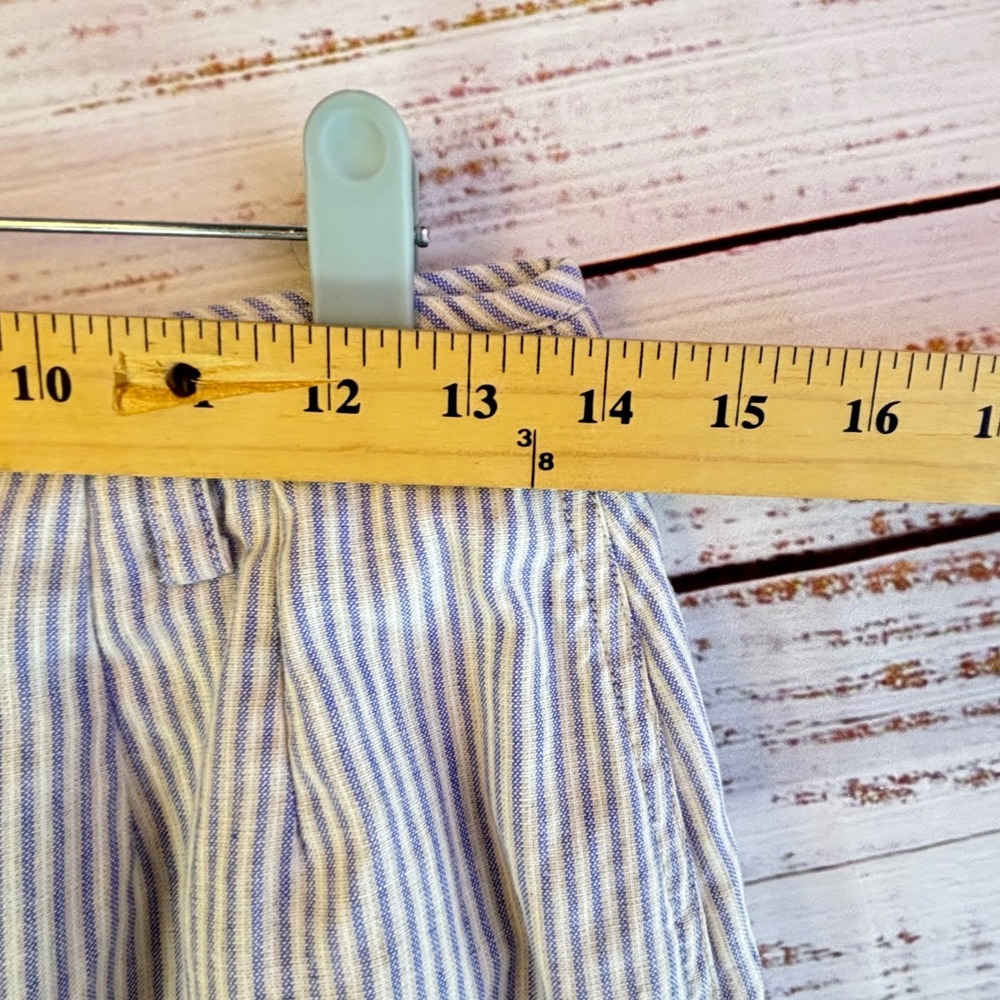 Vintage Long Pencil Skirt Skirt 10 Blue White Stripe Linen/Cotton Structured - Picture 7 of 9
